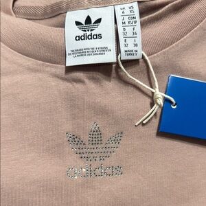 Adidas Women's Crop Top Tshirt with Sequin Logo